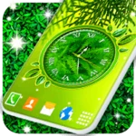 forest leaves clock wallpaper android application logo